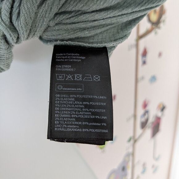 H&M Sage green puff sleeve crop top textured size Medium @F1 - Picture 4 of 10